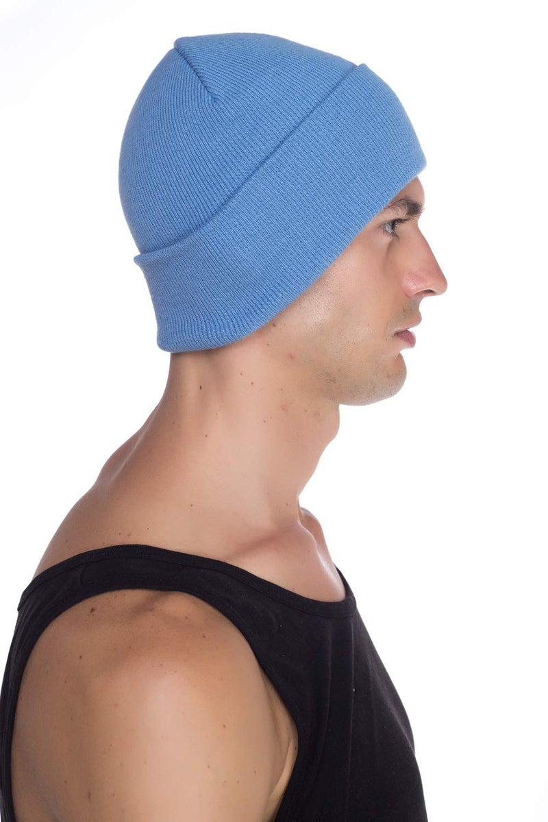 Top Level Beanie Men Women - Unisex Cuffed Plain Skull Knit Hat Cap, Sky - Image 5
